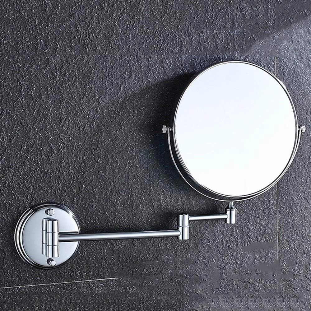 Makeup Mirror Double-Sided 3 Times Magnification Copper Bathroom 8-inch Makeup Mirror Wall-Mounted Telescopic Rotating Mirror