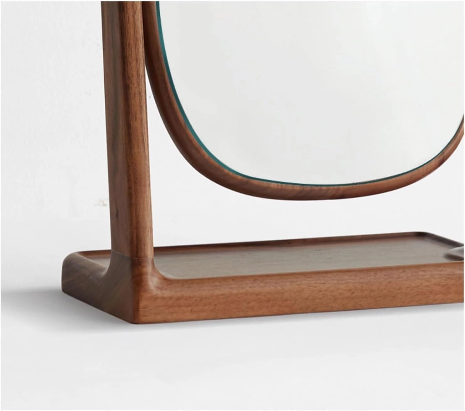 Makeup Mirror High-Grade Makeup Mirror Desktop Wooden Home Bedroom Makeup Mirror Organizer One-Piece Flip Vanity Mirror, Beech/Black Walnut Cosmetic Vanity Mirror(Black Walnut,1)