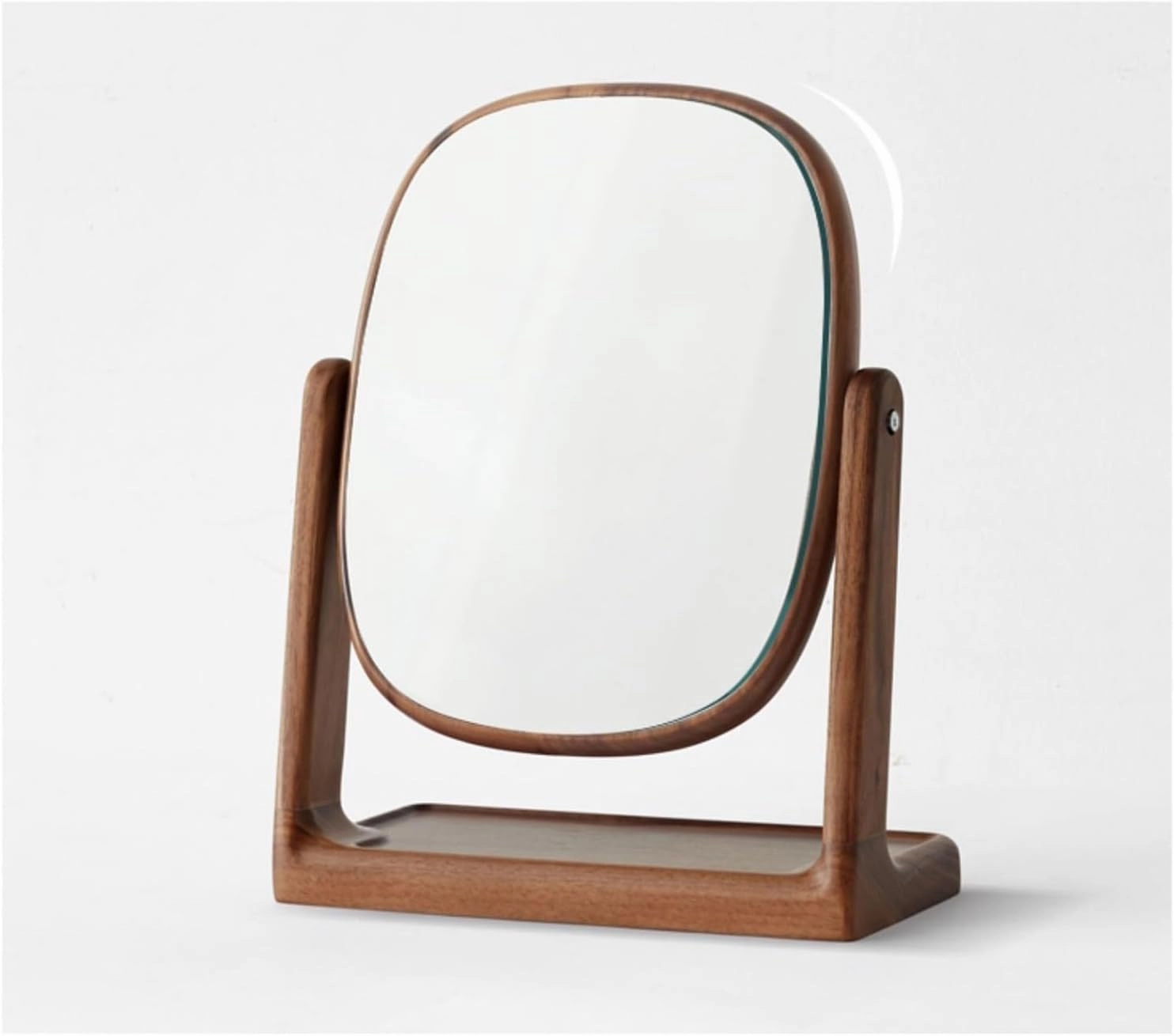 Makeup Mirror High-Grade Makeup Mirror Desktop Wooden Home Bedroom Makeup Mirror Organizer One-Piece Flip Vanity Mirror, Beech/Black Walnut Cosmetic Vanity Mirror(Black Walnut,1)