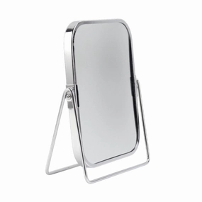Makeup Mirror Platform Mirror Tabletop Mount 2x Magnification Double-sided Makeup Mirror Vanity Mirror for Dorm Dressing Room, Silver