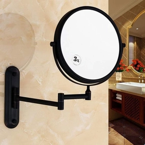 Makeup Mirror Vanity Mirror Bathroom Wall Mount Mirror, Antique Makeup Mirror Beauty Mirror Black Folding Magnifying Double- Sided Telescopic Mirror Cosmetic Mirror