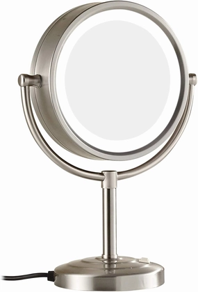 Makeup Mirror with Light and Magnification, 8 Inch Brass Double Sided Countertop Vanity Mirrors, 360° Rotation LED Lighted Cosmetic Mirror,Black,7X(Nickel,3X)