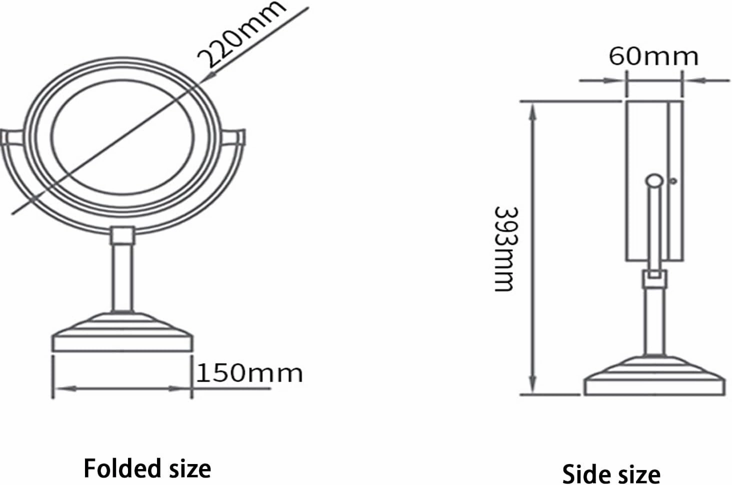 Makeup Mirror with Lights, 8 Inch Brass Double-Sided LED Mirror, Magnification Countertop Vanity Mirrors, 360° Rotation Illuminated Cosmetic Mirror,10X,Nickel