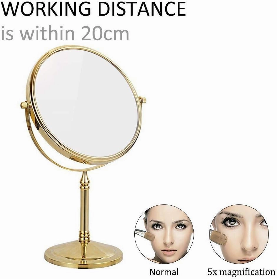 Makeup Mirrors 10X/7X/5X/3X Magnification & Regular Professional 360 Rotating Brass Vanity(Gold,3X)