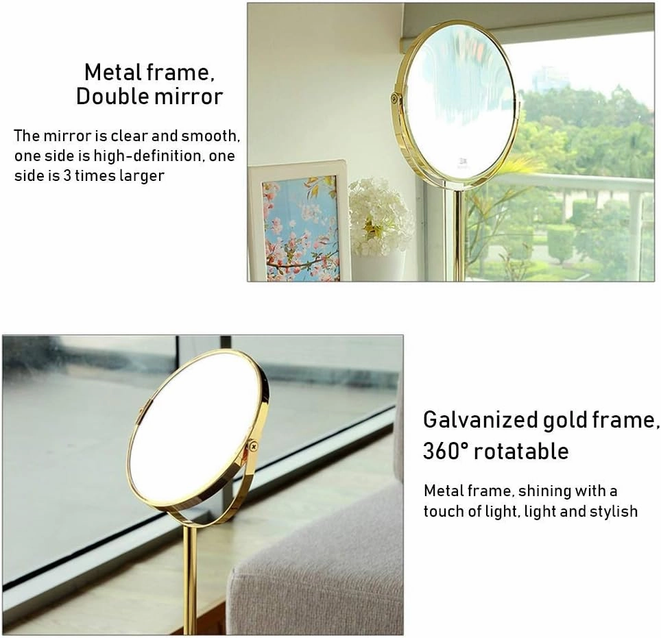 Makeup Mirrors with Magnification Round 360°Swivel Adjustable Mirror Free Standing Tabletop Mirror 3X Bathroom Makeup Mirror Shaving Mirror Beauty Mirror