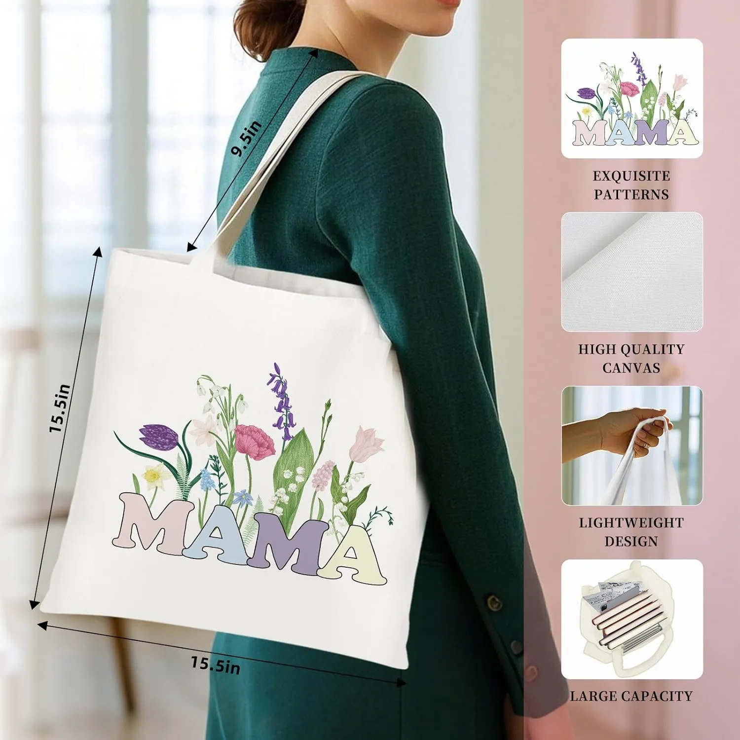 Mama Gifts for Mom Birthday Gifts Mother Tote Bag Gifts for Mama from Daughter Son Christmas Thanksgiving Gift for Mom(Mama)