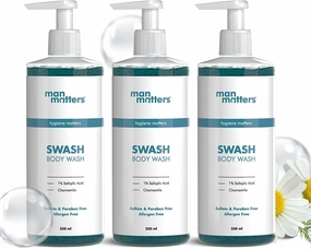 Man Matters Body Wash for Men with 1% Salicylic Acid 750ml | Cool Refreshing Gel for Body & Face | Detoxifying & Exfoliating Showering Gel | Paraben Free, Soap Free, Eco Friendly