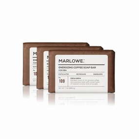 MARLOWE. No. 109 Coffee Bar Soap 7 oz (3 Bars), Body Scrub Soap for Men, Refreshing, Energizing & Exfoliating with Natural Extract, Caffeine, Coffee Bean & Cocoa Butter, Fresh Brewed Scent