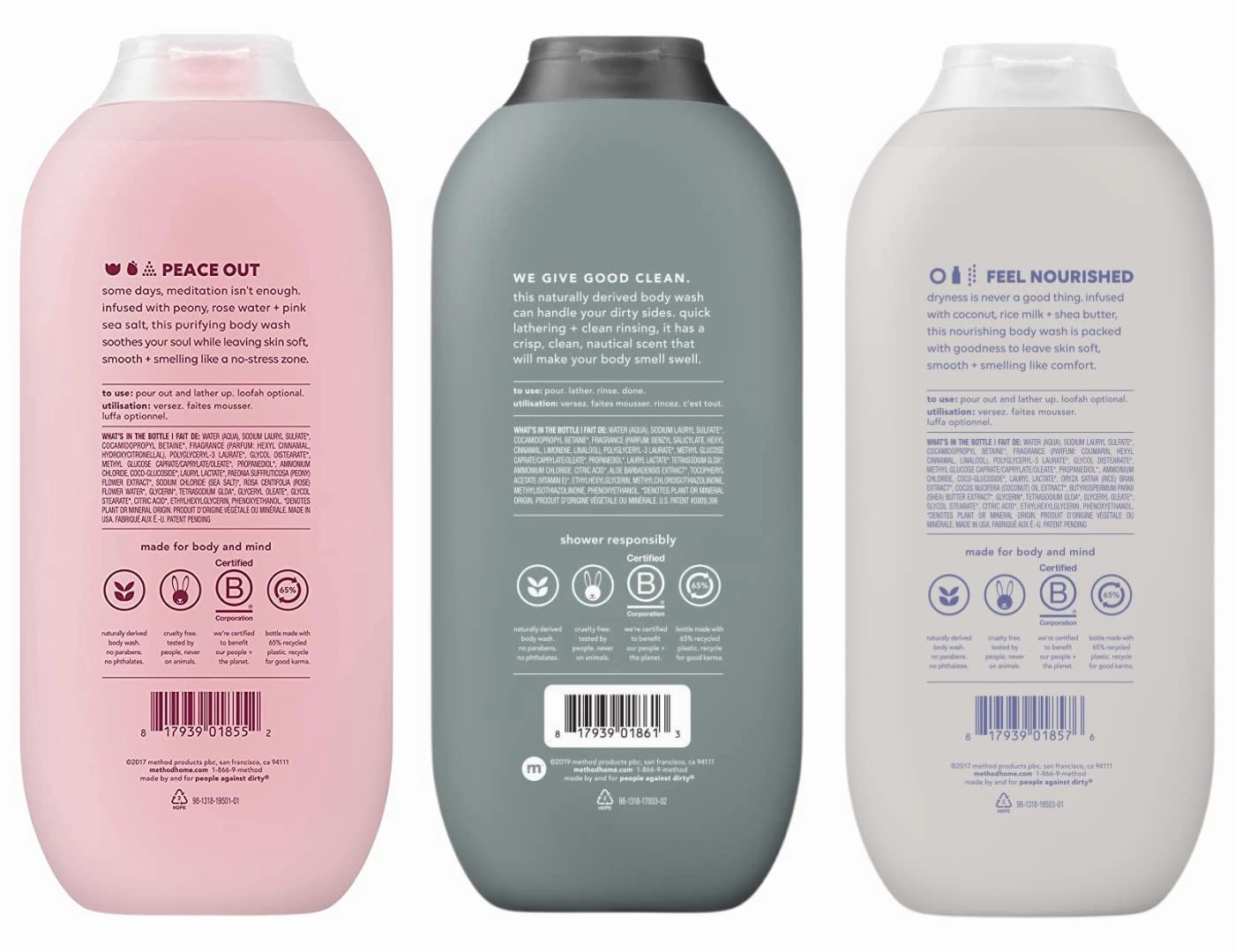 Method Body Wash Sampler Variety (Pure Peace, Sea & Surf, & Simply Nourish) (Pure Peace   Sea & Surf   Simply Nourish)
