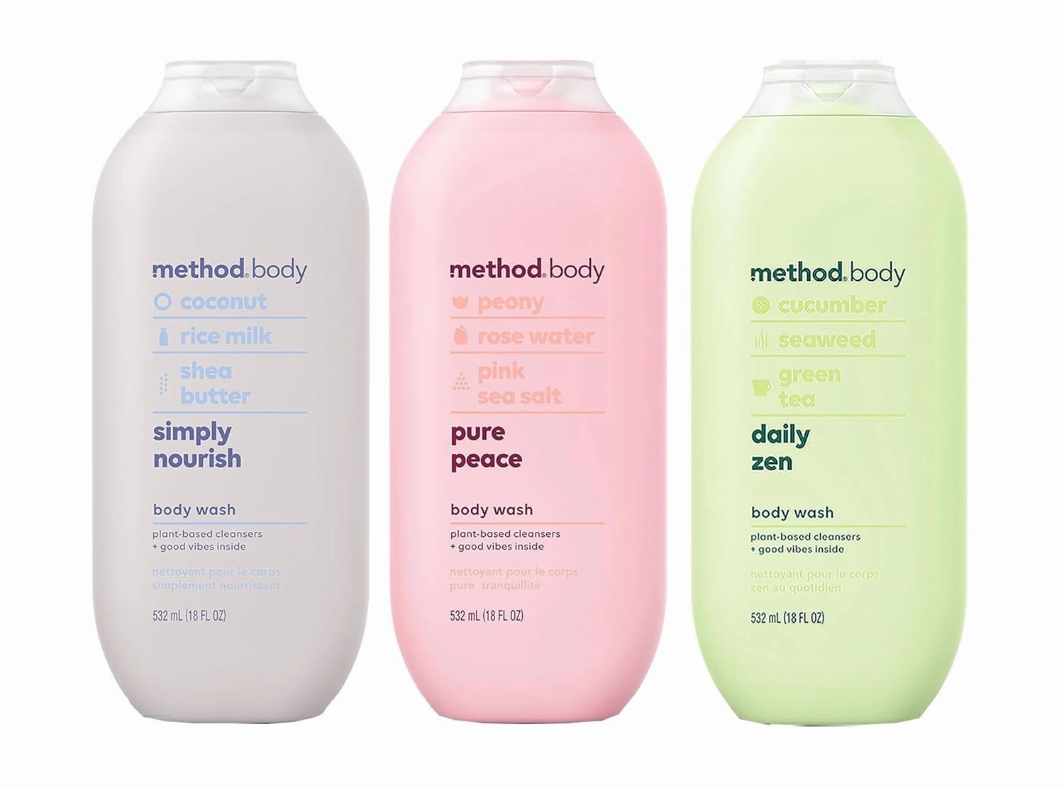 Method Body Wash Sampler Variety (Pure Peace, Sea & Surf, & Simply Nourish) (Simply Nourish   Pure Peace   Daily Zen)