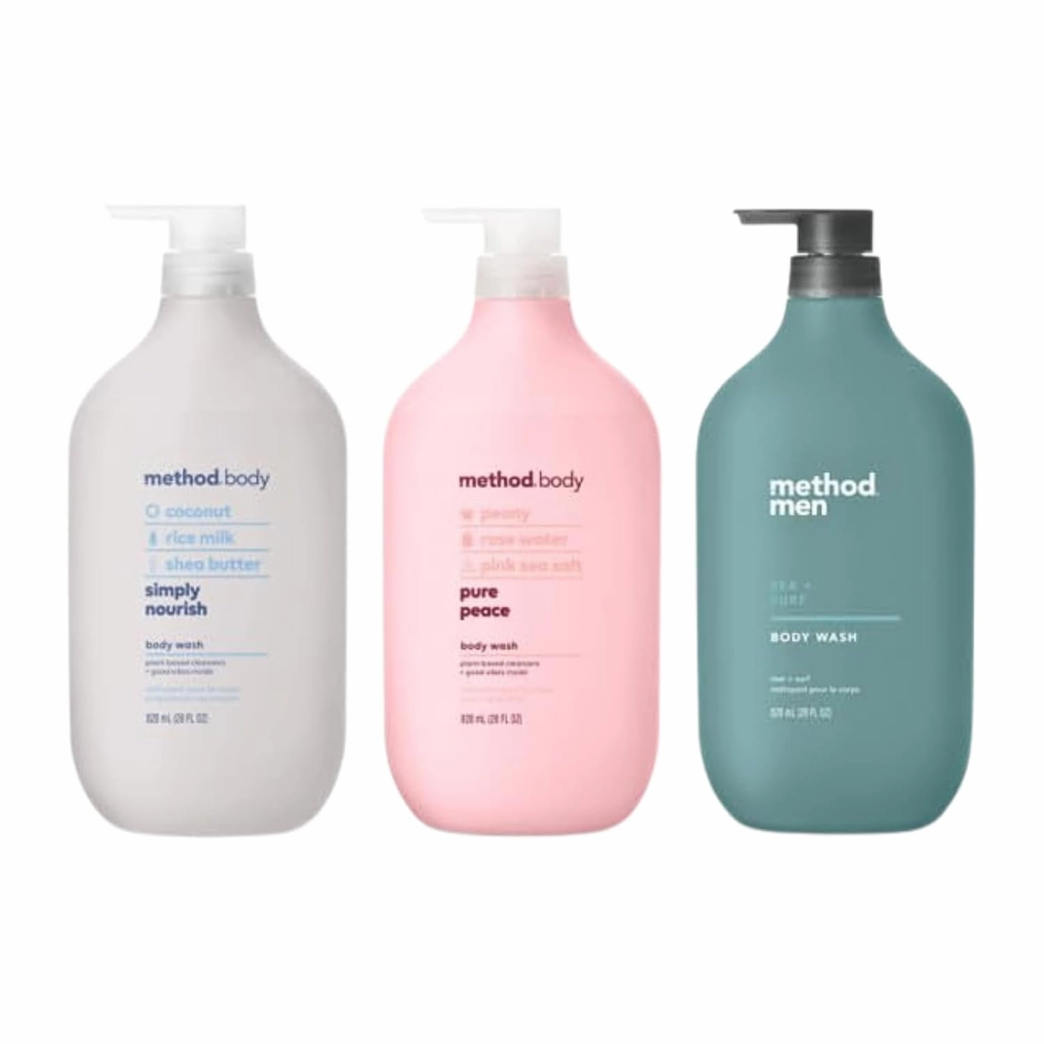 Method Body Wash Sampler Variety (Pure Peace, Sea & Surf, & Simply Nourish) (Simply Nourish   Pure Peace   Sea   Surf (Body Wash))