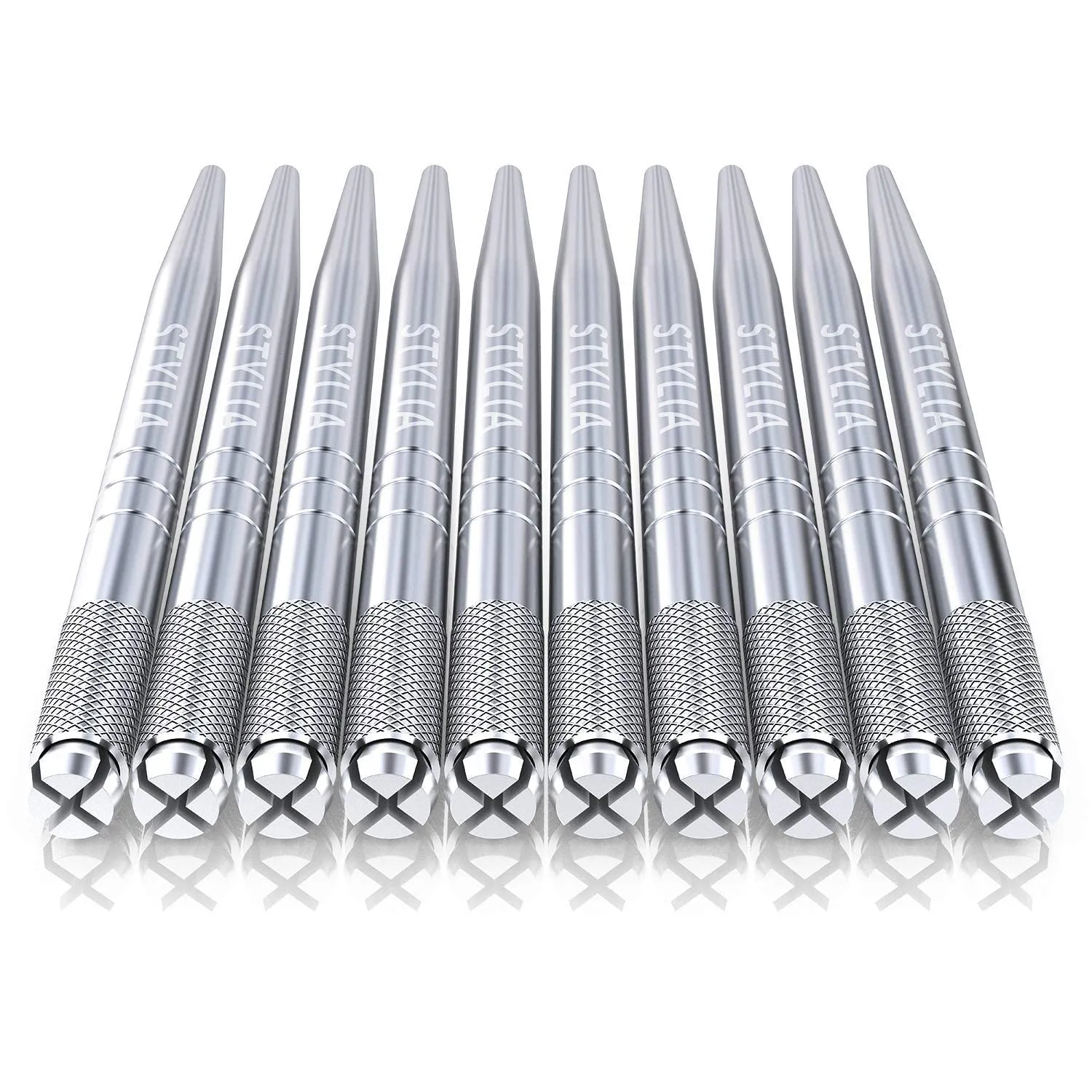 Microblading Pens 10 Piece Silver Light Manual Tattoo Eyebrow Pens For Permanent Makeup Supplies | Durable Aluminum Pen With Lock-Pin Tech & Ergonomic Grip | Shape Brows, Fuller & Lush