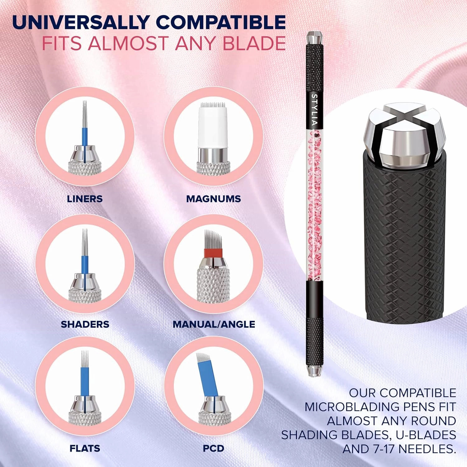Microblading Supplies 10 Piece Double Sided Manual Tattoo Pen Kit for Permanent Makeup Supplies | Durable Aluminum Pen With Lock-Pin Tech & Ergonomic Grip | Shape Eye Brows, Black