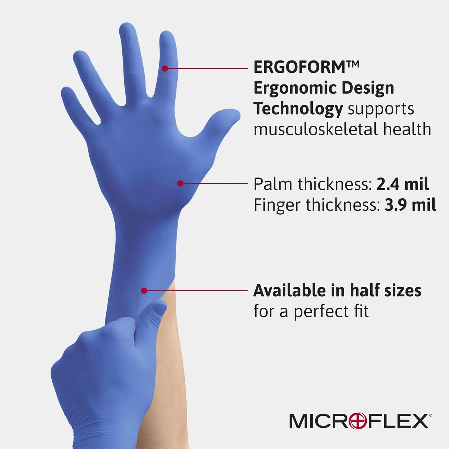 Microflex UF524XS Ultraform Powder Free Nitrile Glove Size Extra Large Box of 250