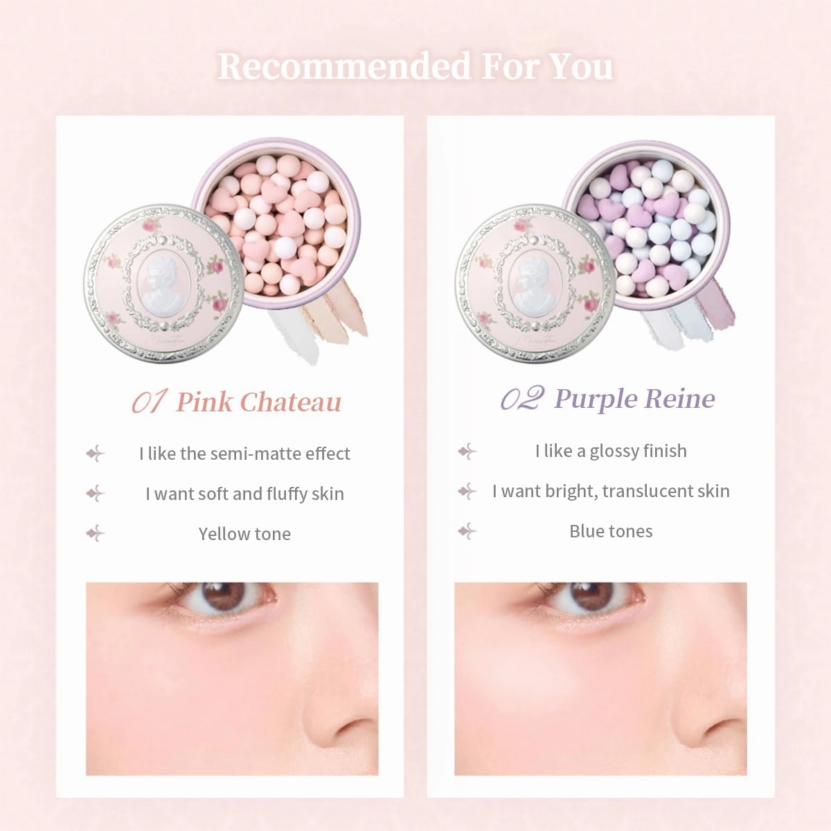 Milfee Antoinette Perle Face Powder [Glossy Skin/Prevents Glitter/Sebum Glitter/Blue Base (02 Purple Reine, Normal)