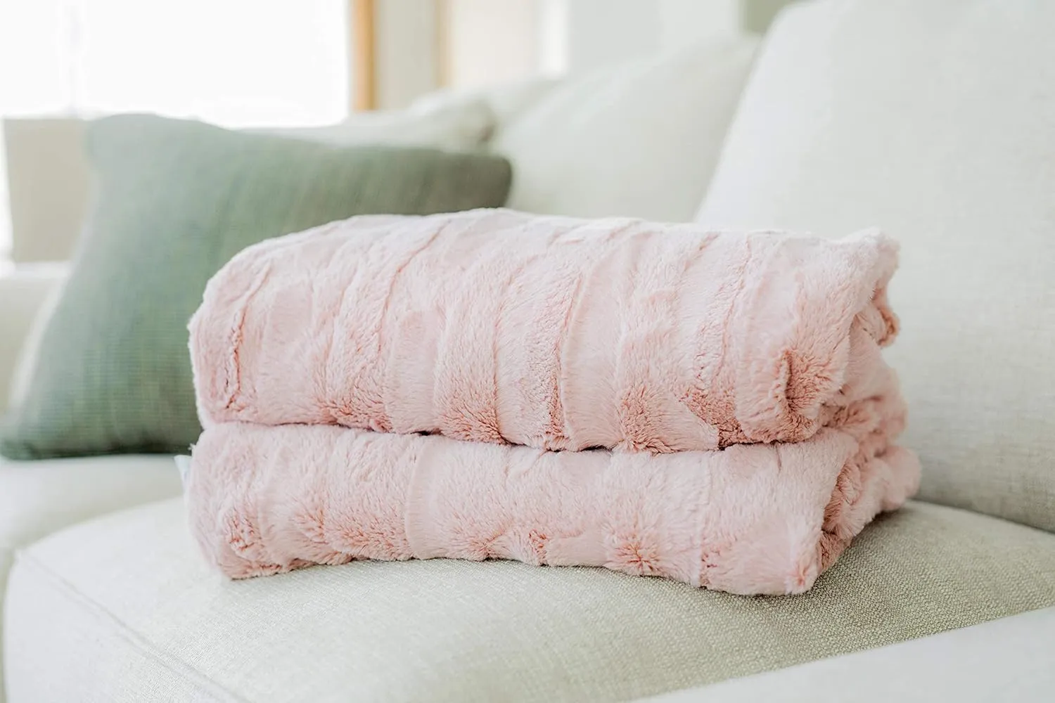 Minky Couture Premium Solid Color Blanket - Soft, Warm, Cozy, Comfortable, (Grande, Sorbet Blush)