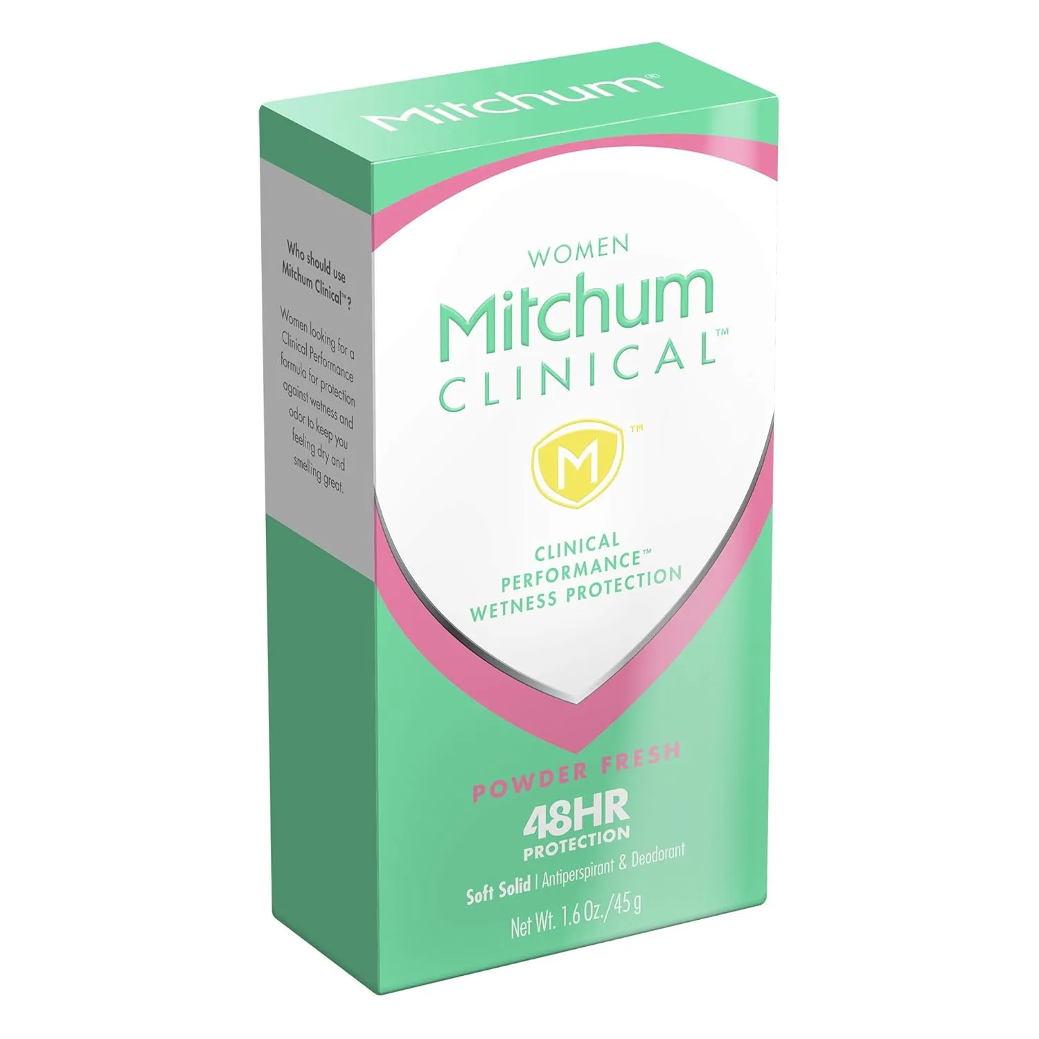 Mitchum Women's Deodorant, Clinical, Soft, Solid Antiperspirant Deodorant, Powder Fresh, 1.6 Oz (Pack of 1)
