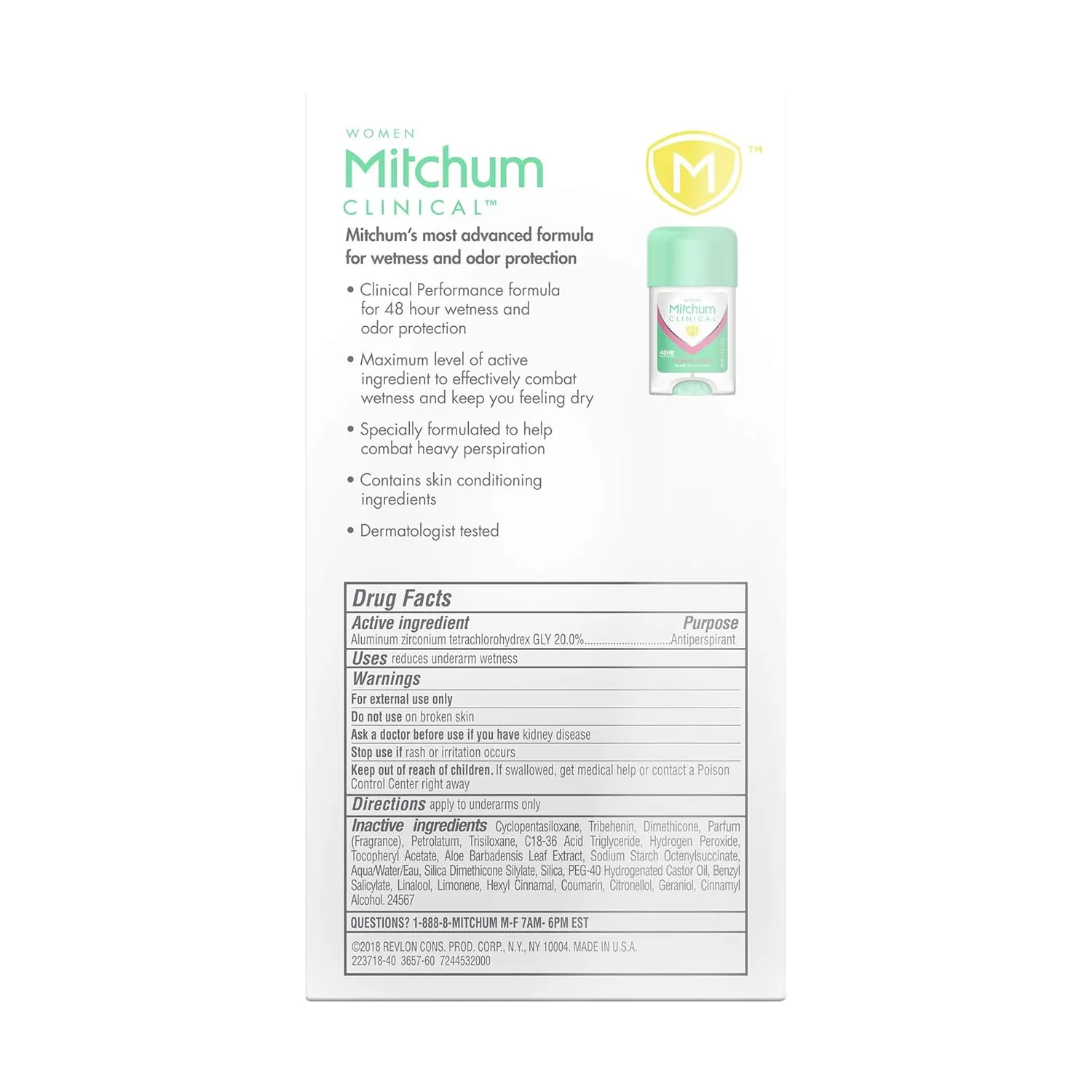 Mitchum Women's Deodorant, Clinical, Soft, Solid Antiperspirant Deodorant, Powder Fresh, 1.6 Oz (Pack of 1)