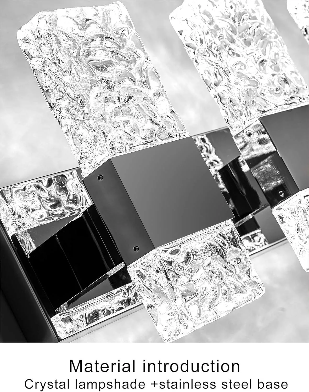 Modern LED Bathroom Vanity Light Fixtures Chrome Stainless Steel 3 Light Wall Sconces for Bathroom Lighting Fuxture Over Mirror 21.5Inch 30w LED Crystal Wall Light Cool White 5800k