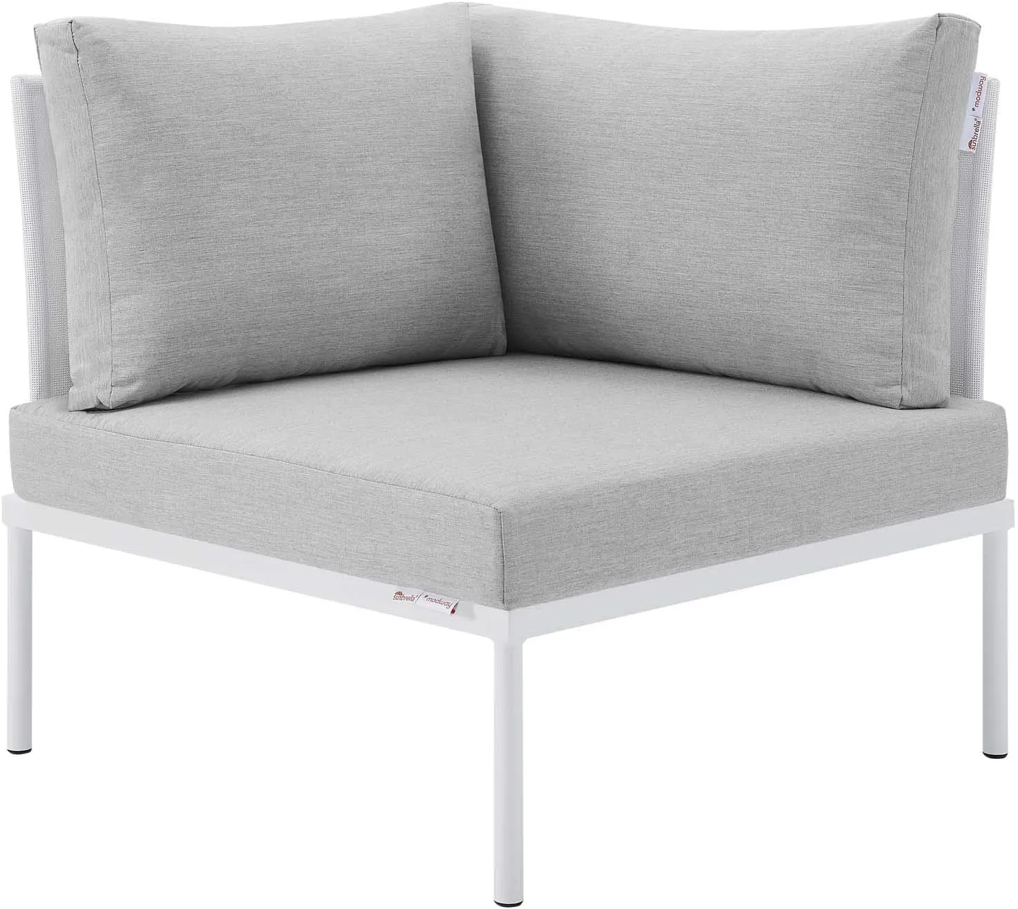 Modway EEI-4936-WHI-GRY-SET Harmony Sunbrella White Gray Outdoor Patio Aluminum Sectional Sofa, 7-Piece Set