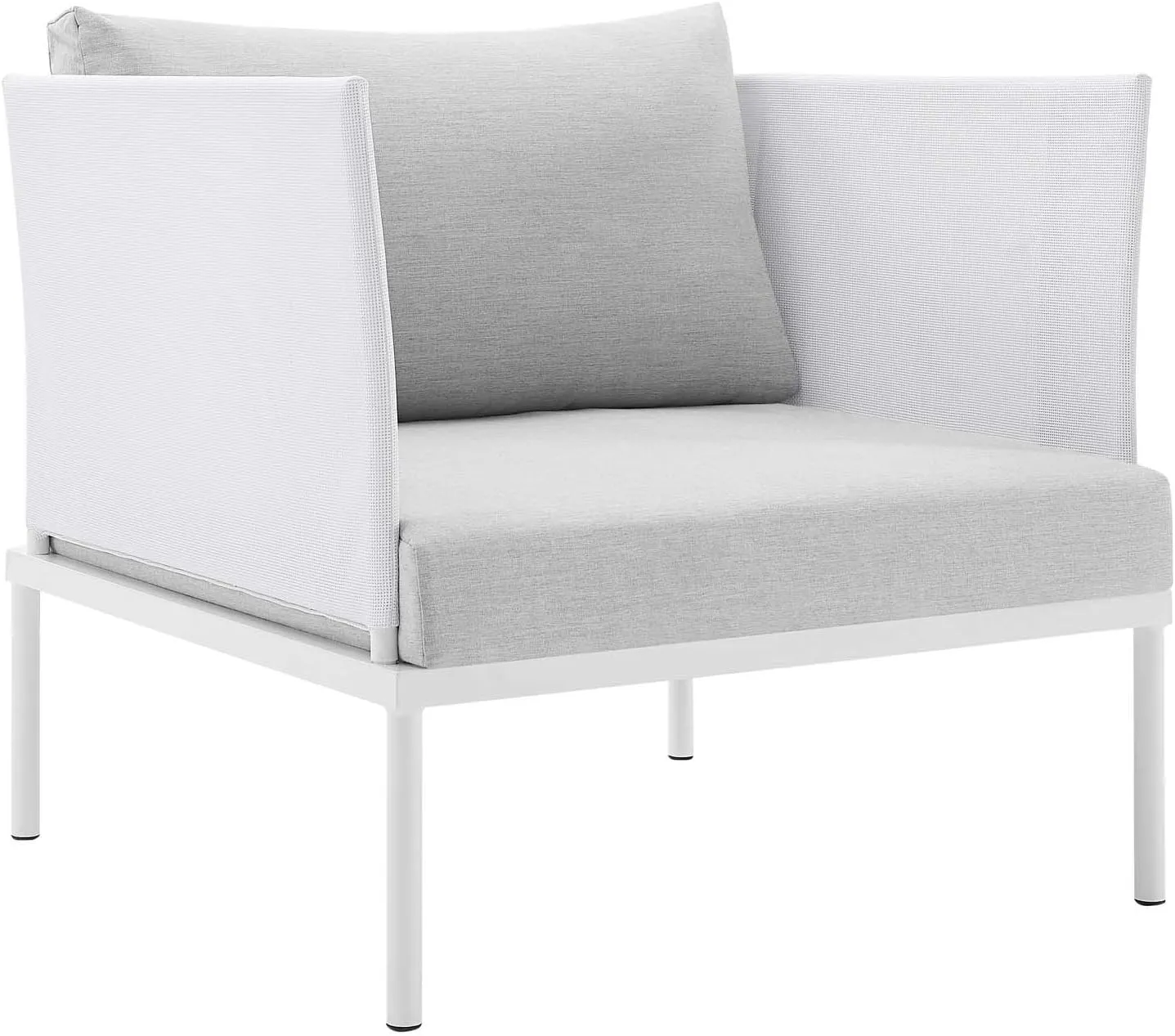 Modway EEI-4936-WHI-GRY-SET Harmony Sunbrella White Gray Outdoor Patio Aluminum Sectional Sofa, 7-Piece Set
