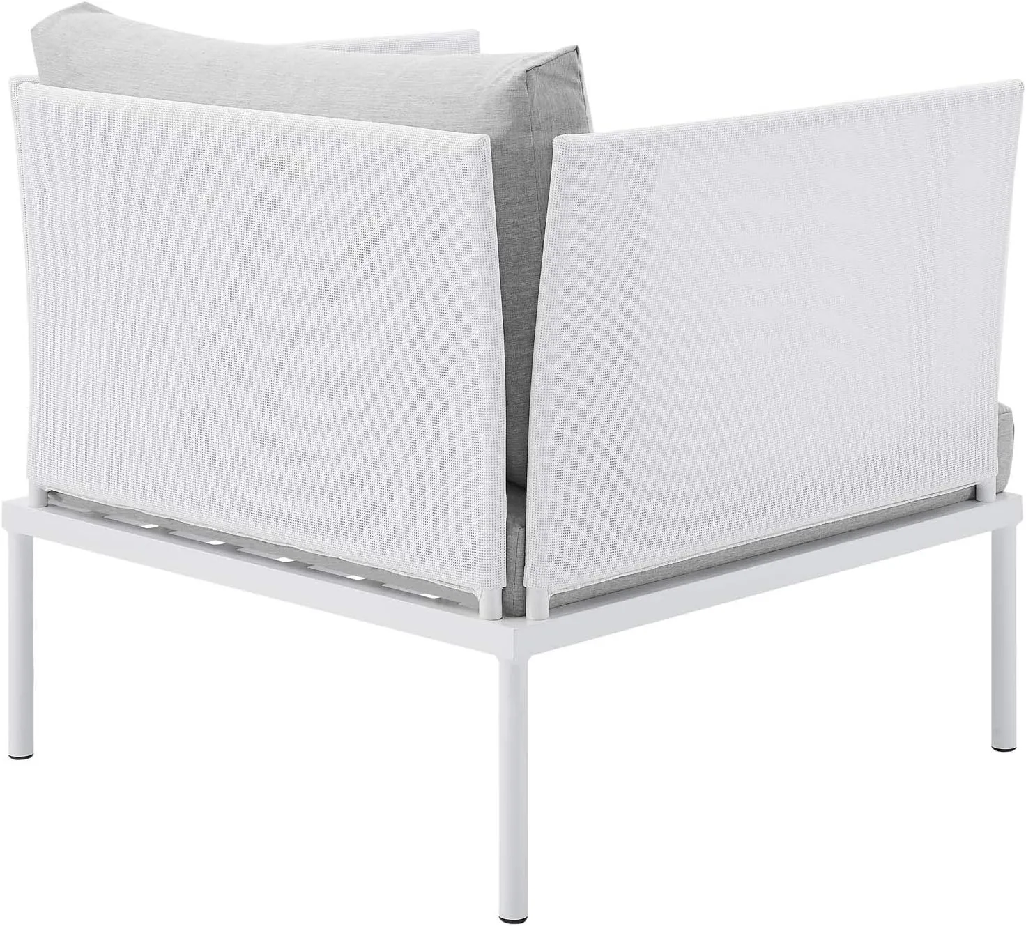 Modway EEI-4936-WHI-GRY-SET Harmony Sunbrella White Gray Outdoor Patio Aluminum Sectional Sofa, 7-Piece Set