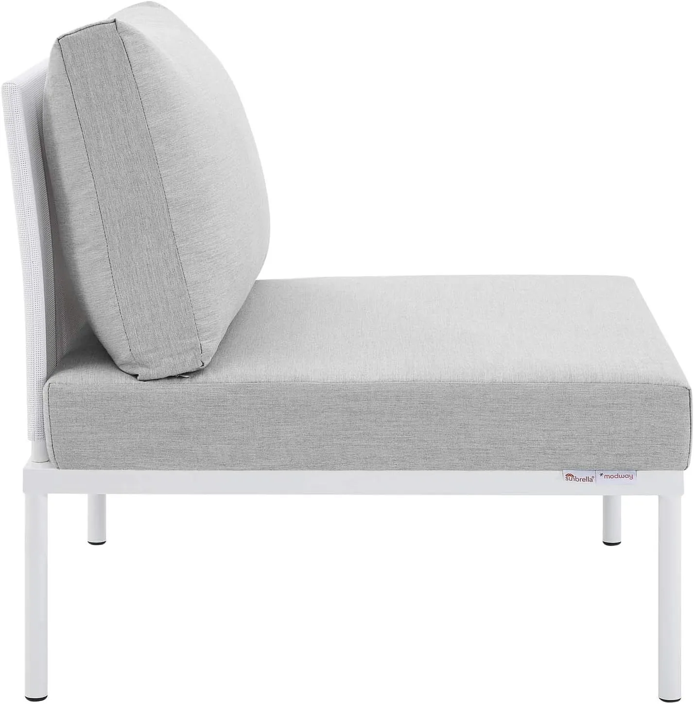 Modway EEI-4936-WHI-GRY-SET Harmony Sunbrella White Gray Outdoor Patio Aluminum Sectional Sofa, 7-Piece Set
