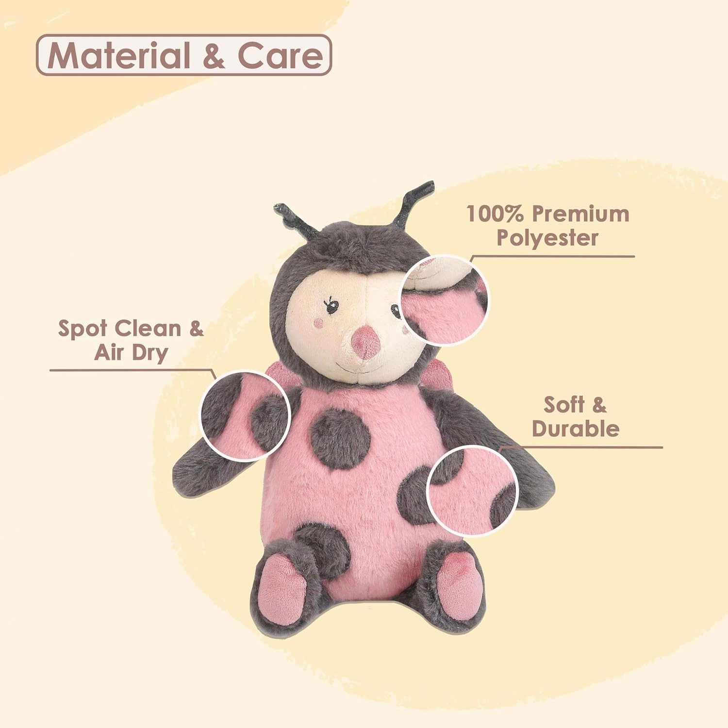 MON AMI Milady Bug Stuffed Animal Toy – 11”, Stuffed Ladybug Plush Toy, Insect Ladybird Beetle, Great Gift for Kids of All Ages