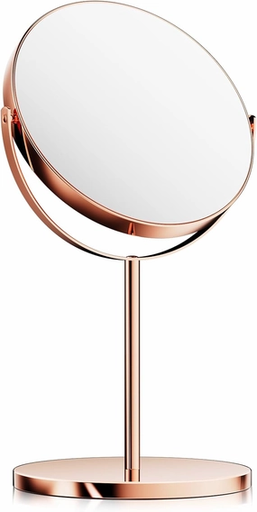 MoNiBloom 6.5-Inch Double Sided Magnifying Makeup Mirror with Magnification 1x 3X Cosmetic Tabletop Mirror with Stand for Desk (Rose Gold)