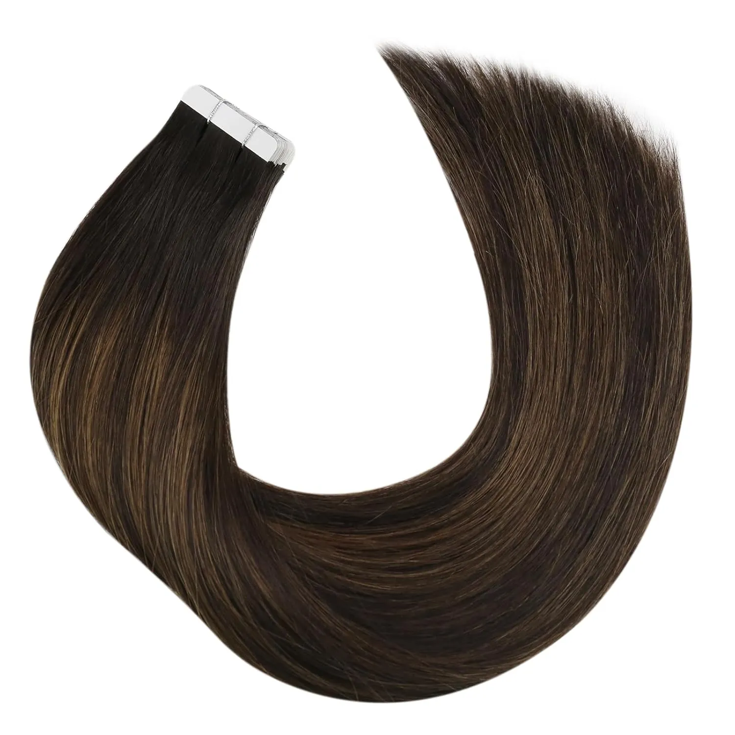 Moresoo Tape in Hair Extensions Human Hair Brown Real Hair Tape Hair Extensions Ombre Darkest Brown and Chestnut Brown Human Hair Glue in Fashion Seamless 20 Inch 20Pcs/50g #2/6/2