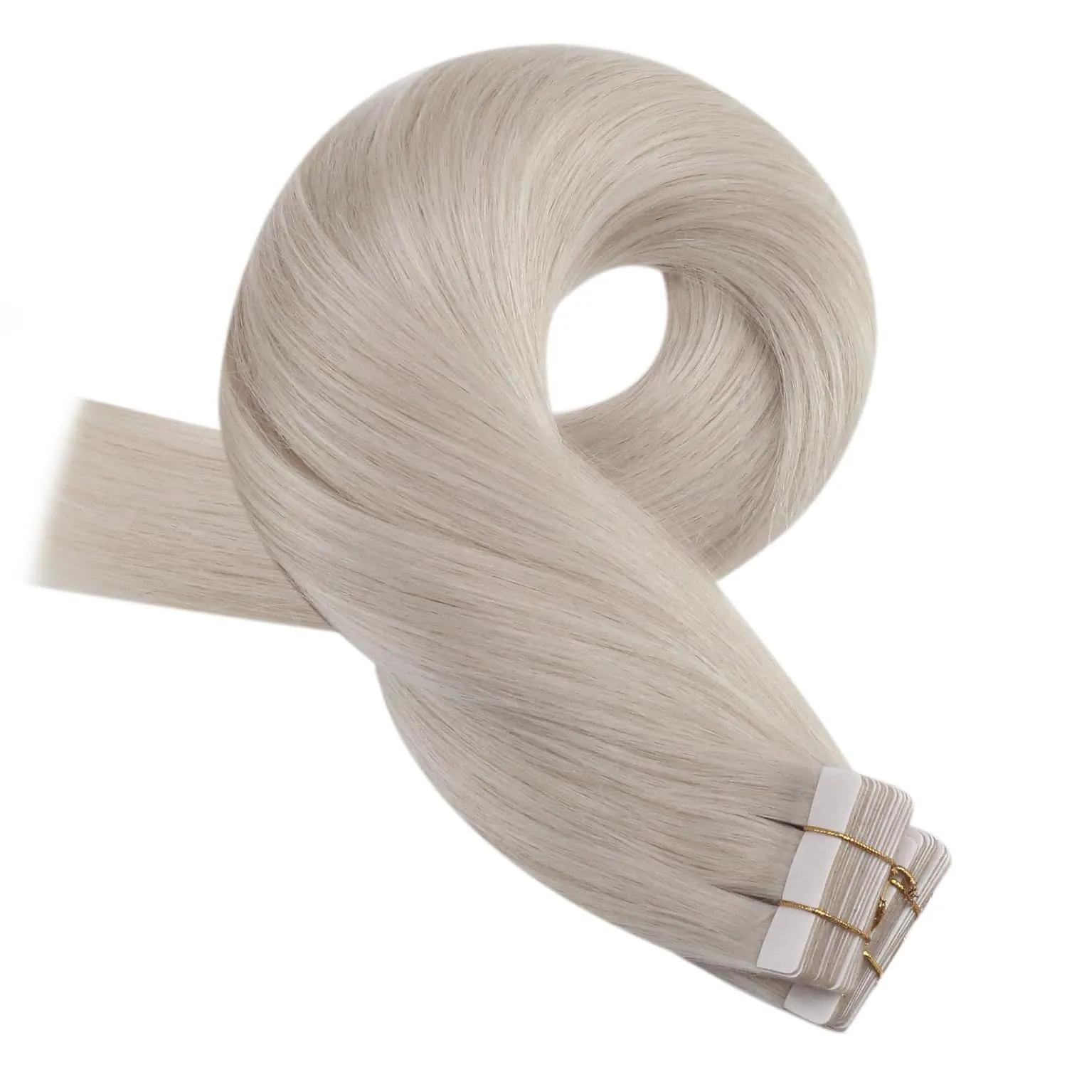 Moresoo Tape in Hair Extensions Human Hair Hair Extensions White Blonde Hair Extensions Real Human Hair Glue in Blonde Silky Straight Hair 18 Inch #60A 20Pcs 50G