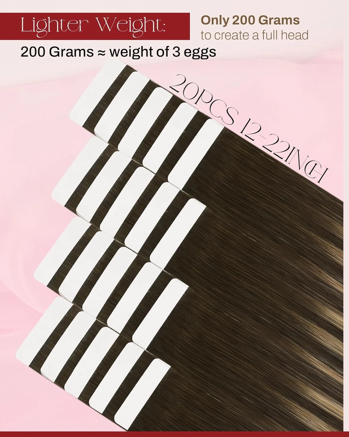 Moresoo Tape in Hair Extensions Human Hair Ombre Tape in Extensions Human Hair Balayage Brown to Caramel Blonde with Brown Hair Extensions Glue in Real Human Hair Extensions 18 Inch #4/27/4 20pcs 50g