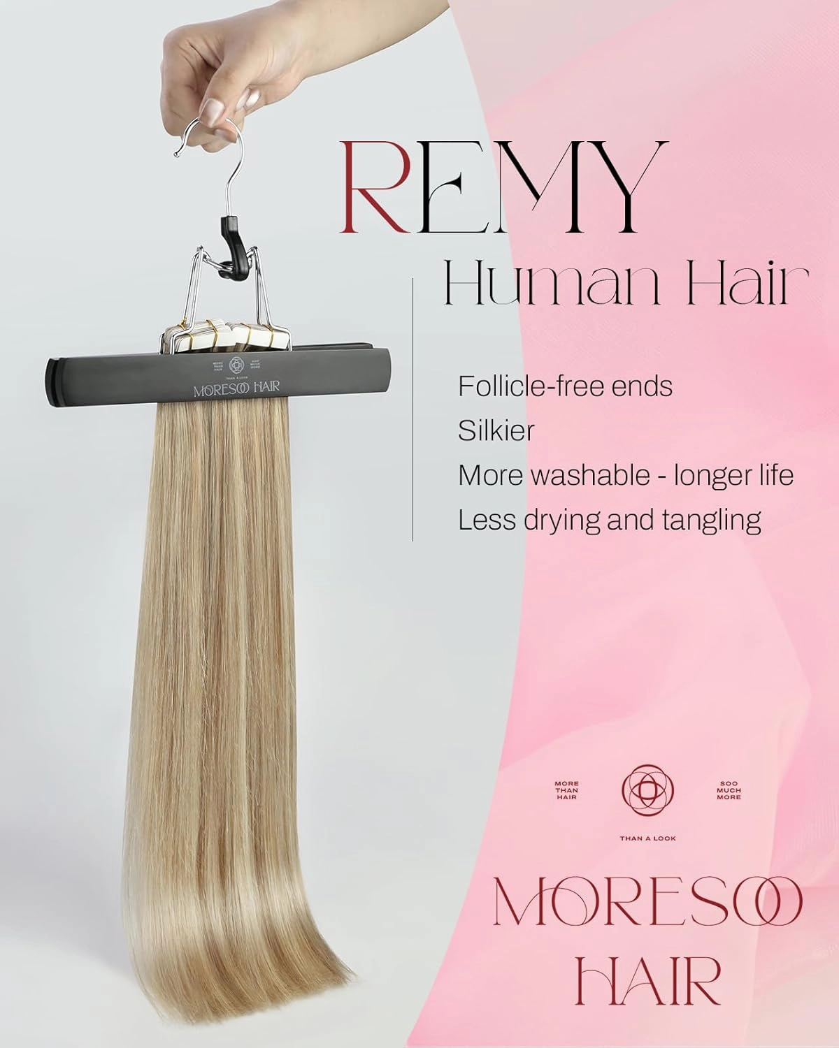 Moresoo Tape in Hair Extensions Human Hair Tape in Extensions Honey Blonde Highlighted Medium Blonde Hair Extensions Glue in Human Hair Invisible Glue in Real Hair 18 Inch #P16/22 20pcs 50g