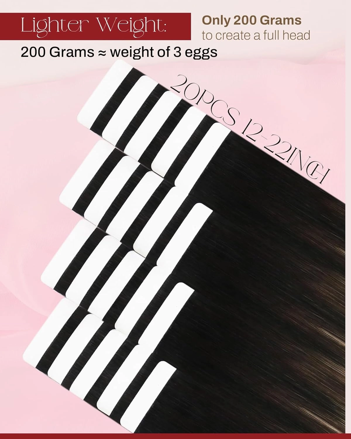 Moresoo Tape in Hair Extensions Ombre Human Hair Tape in Extensions Balayage Off Black to Brown Mix with Blonde Glue in Real Hair Extensions Human Hair Balayage 18 Inch #1B/3/27 20pcs 50g