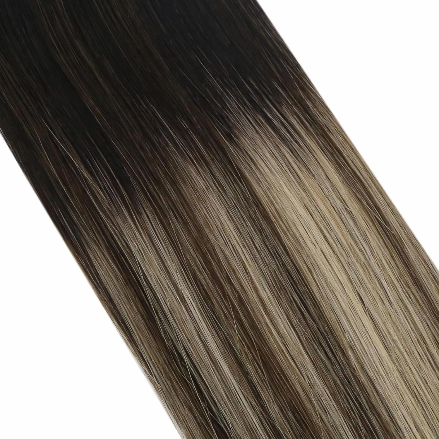 Moresoo Tape in Hair Extensions Ombre Human Hair Tape in Extensions Balayage Off Black to Brown Mix with Blonde Glue in Real Hair Extensions Human Hair Balayage 18 Inch #1B/3/27 20pcs 50g