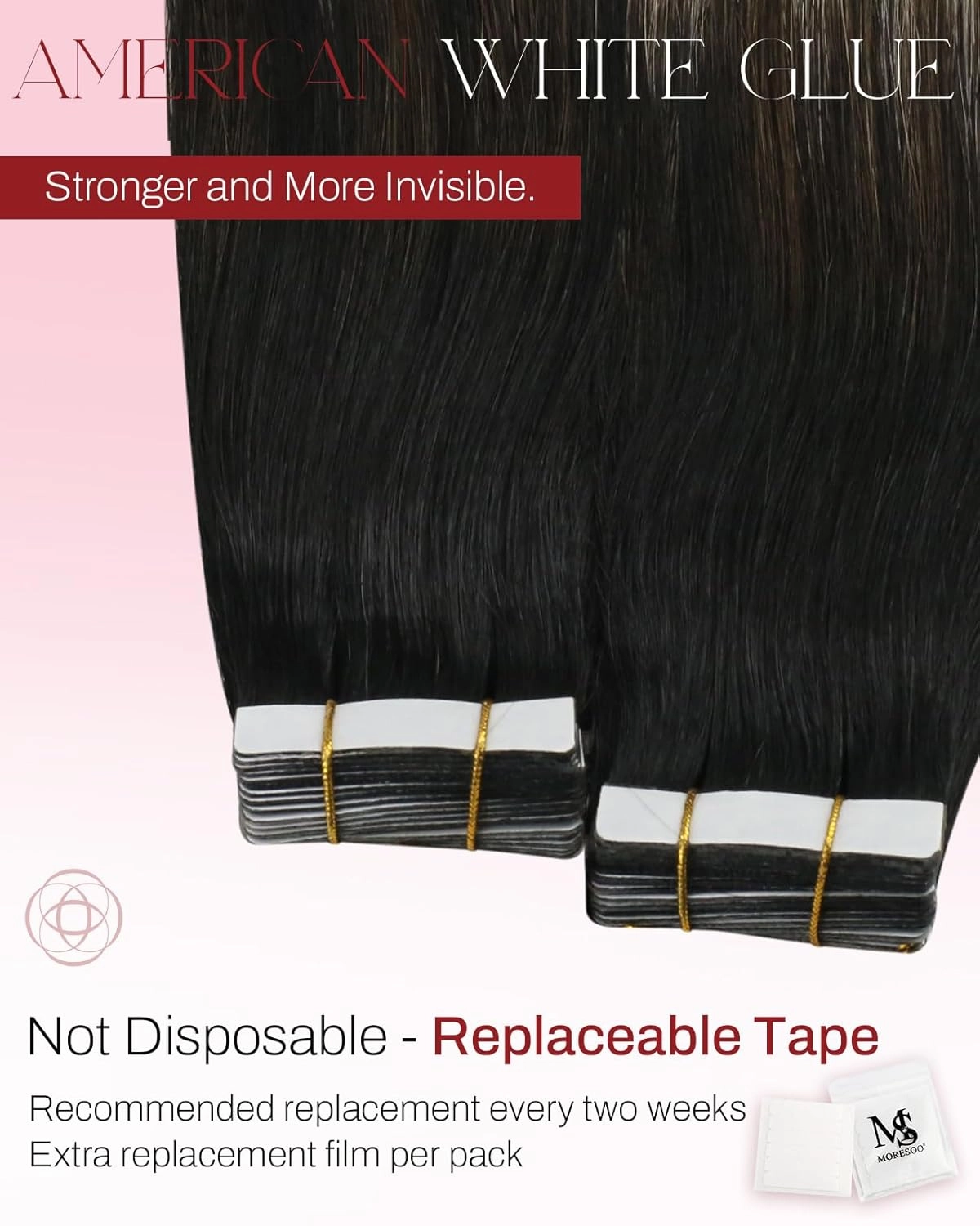 Moresoo Tape in Hair Extensions Ombre Human Hair Tape in Extensions Balayage Off Black to Brown Mix with Blonde Glue in Real Hair Extensions Human Hair Balayage 18 Inch #1B/3/27 20pcs 50g