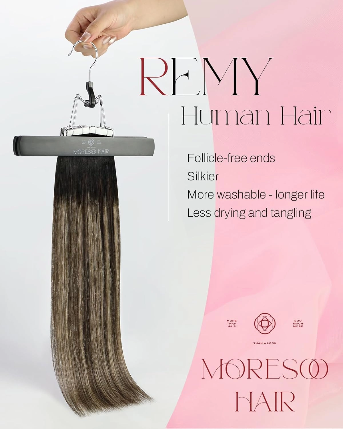 Moresoo Tape in Hair Extensions Ombre Human Hair Tape in Extensions Balayage Off Black to Brown Mix with Blonde Glue in Real Hair Extensions Human Hair Balayage 18 Inch #1B/3/27 20pcs 50g