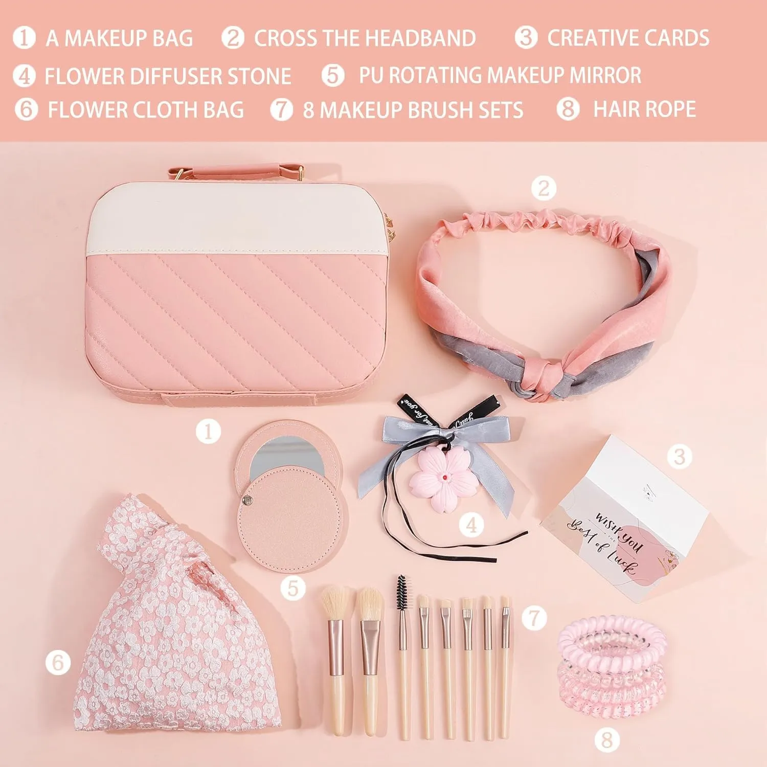 Mothers Day Luxury 8Pcs Makeup Box Set Gifts for Women, Gift for the Special Women in Your Life Ideal for Travel Self Care, Perfect for Mohters Day Birthday Gifts for Mom Daughter Niece Sister Friend