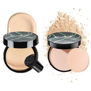 Mushroom Head Air Cushion CC Cream with Setting Powder Makeup Set, Blurs Fine Lines & Imperfections, Controls Shine & Smooths Complexion, Even Skin Tone for All Skin Types for Women (Natural)