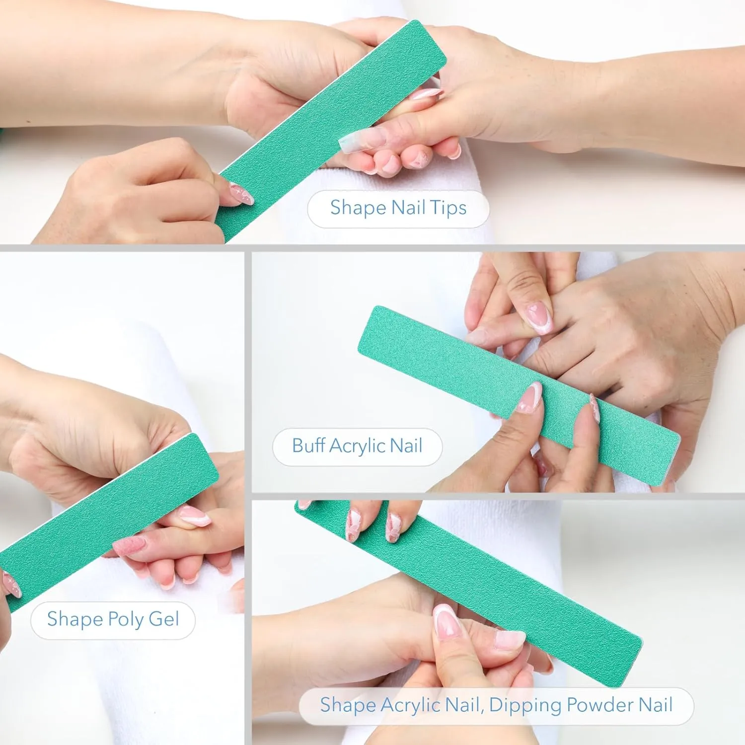 Nail File, 50 PCS Nail Files 7" Long 80/80 Grit for Acrylic Nails Gel Nails Dip Powder Nails Poly Gel Washable Reusable Double Sided Buffering