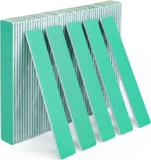 Nail File, 50 PCS Nail Files 7" Long 80/80 Grit for Acrylic Nails Gel Nails Dip Powder Nails Poly Gel Washable Reusable Double Sided Buffering