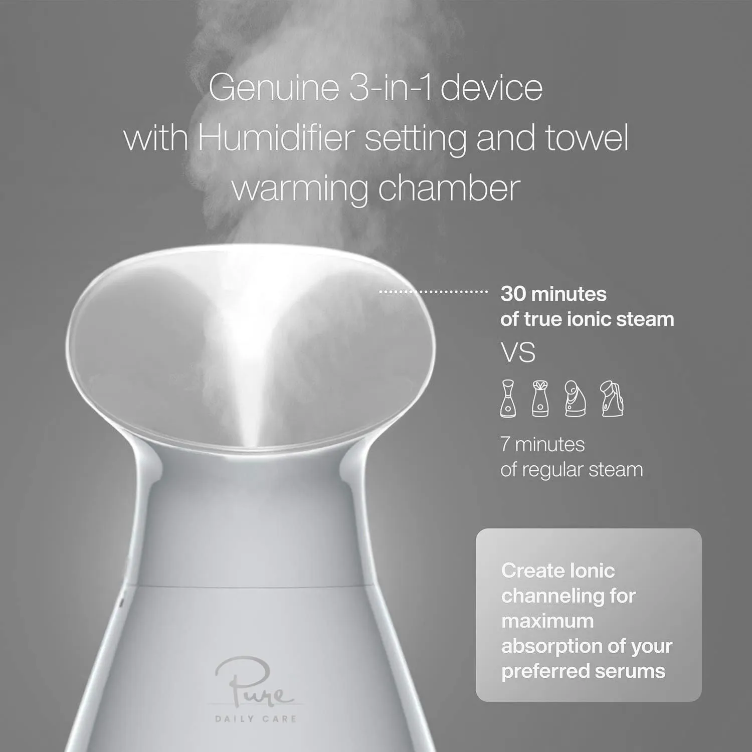 NanoSteamer Large 3-in-1 Nano Ionic Facial Steamer with Precise Temp Control - Humidifier - Unclogs Pores - Blackheads - Spa Quality - Bonus 5 Piece Stainless Steel Skin Kit (Silver)