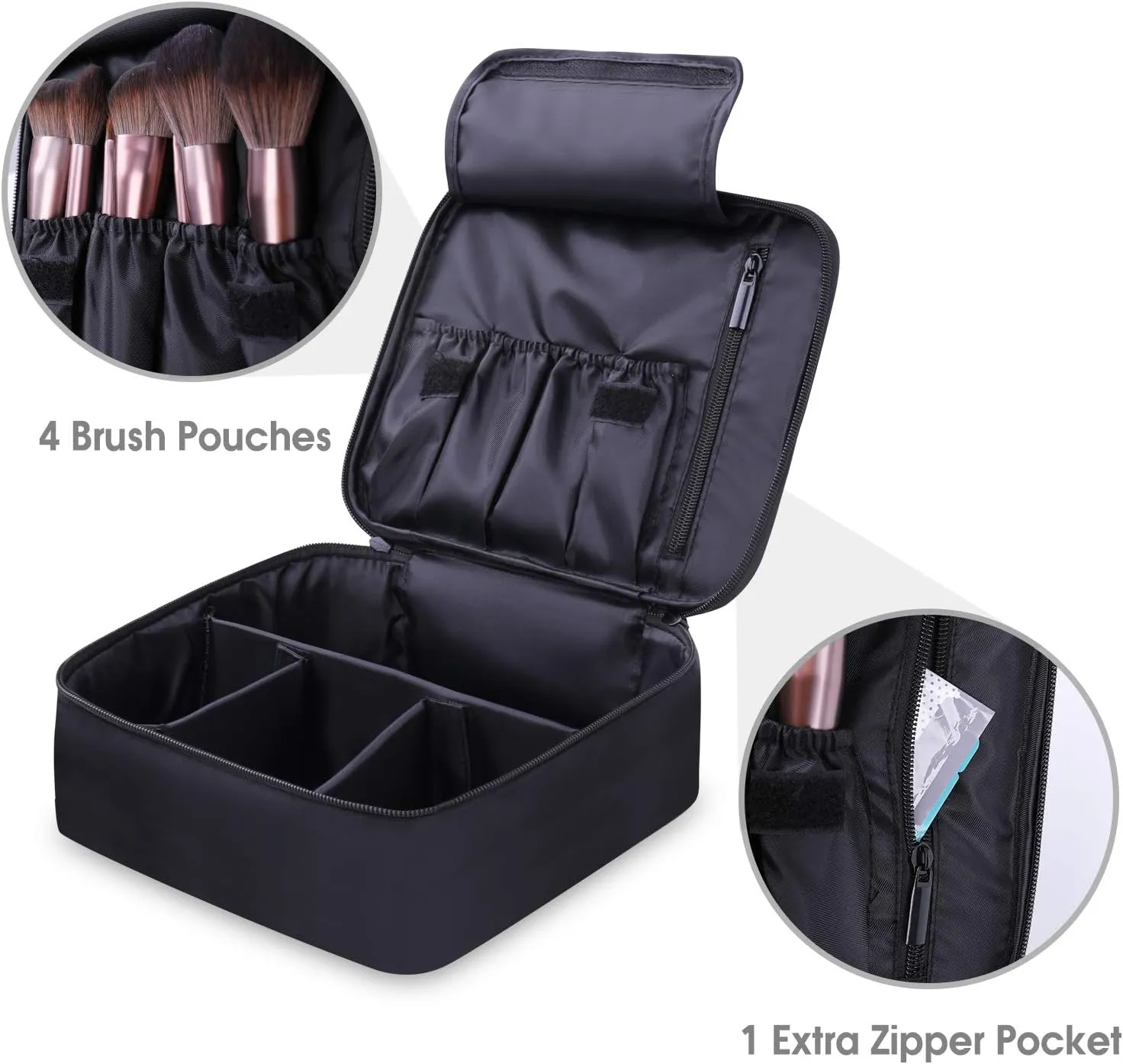 Narwey Travel Makeup Bag Large Cosmetic Bag Makeup Case Organizer for Women