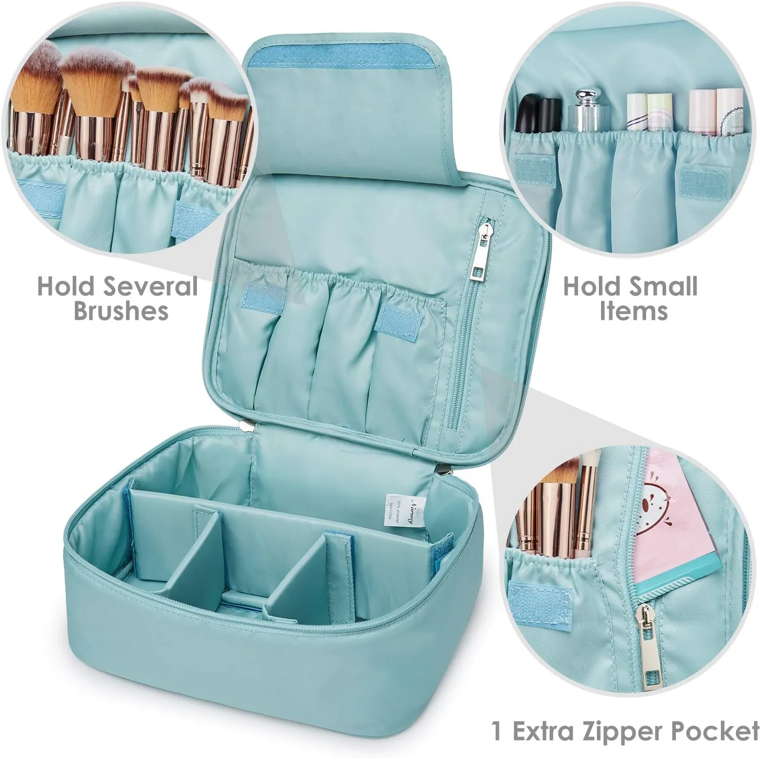 Narwey Travel Makeup Bag Large Cosmetic Bag Makeup Case Organizer for Women