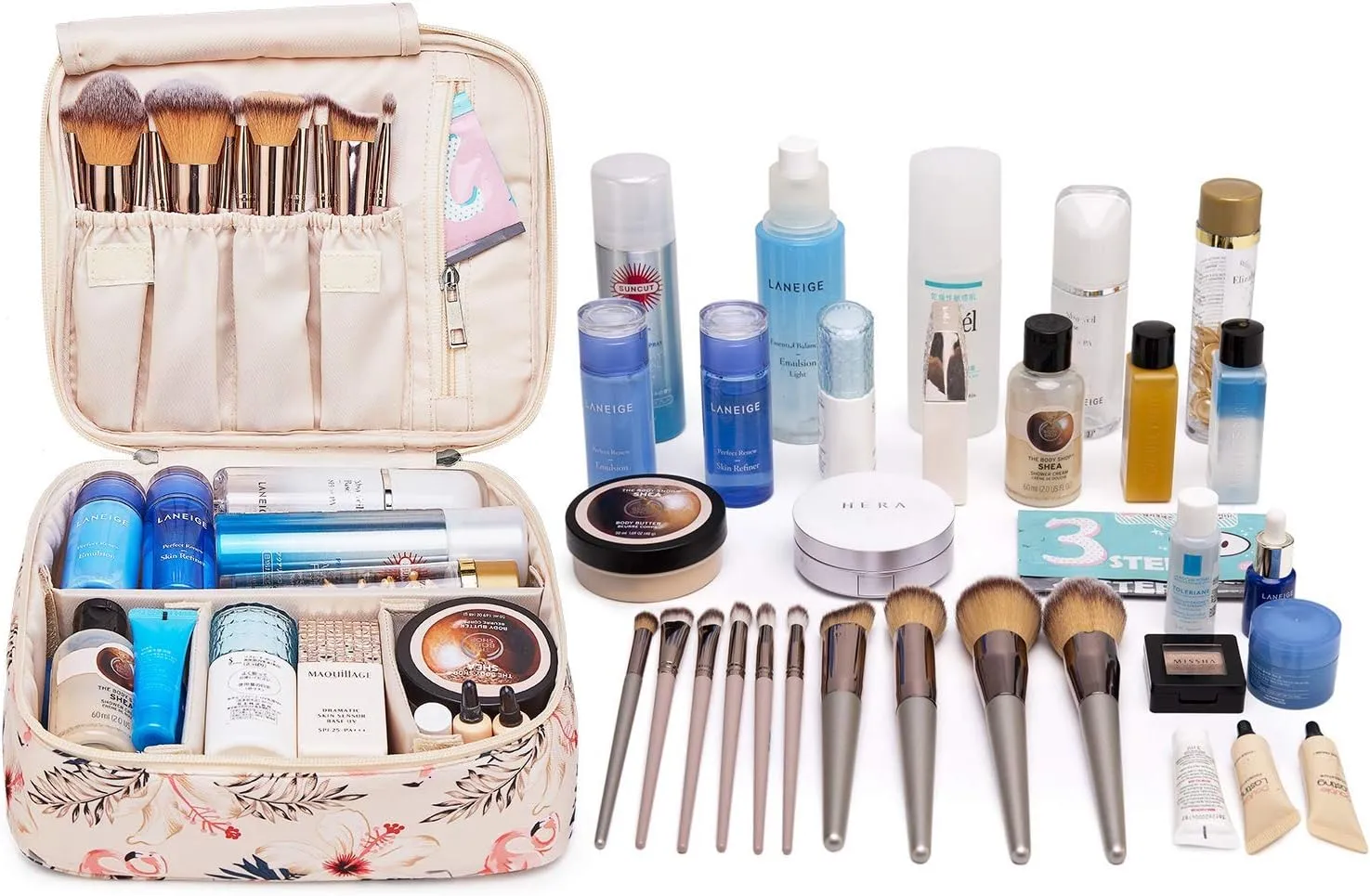 Narwey Travel Makeup Bag Large Cosmetic Bag Makeup Case Organizer for Women