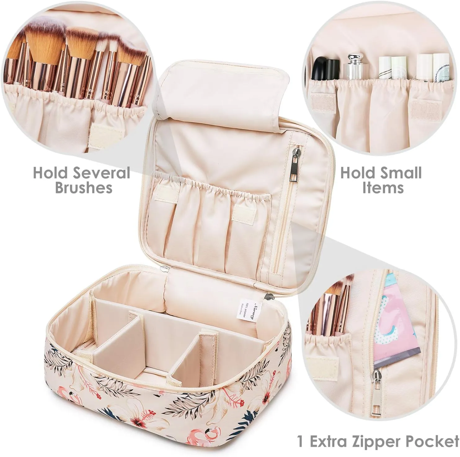 Narwey Travel Makeup Bag Large Cosmetic Bag Makeup Case Organizer for Women