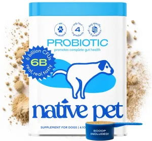 Native Pet Probiotics for Dogs - Dog Probiotics Powder for Digestive Health, Gut Support, & Immune Boost – Vet-Formulated Powder for Maximum Potency with Digestive Enzymes & Prebiotics - 30 Scoops