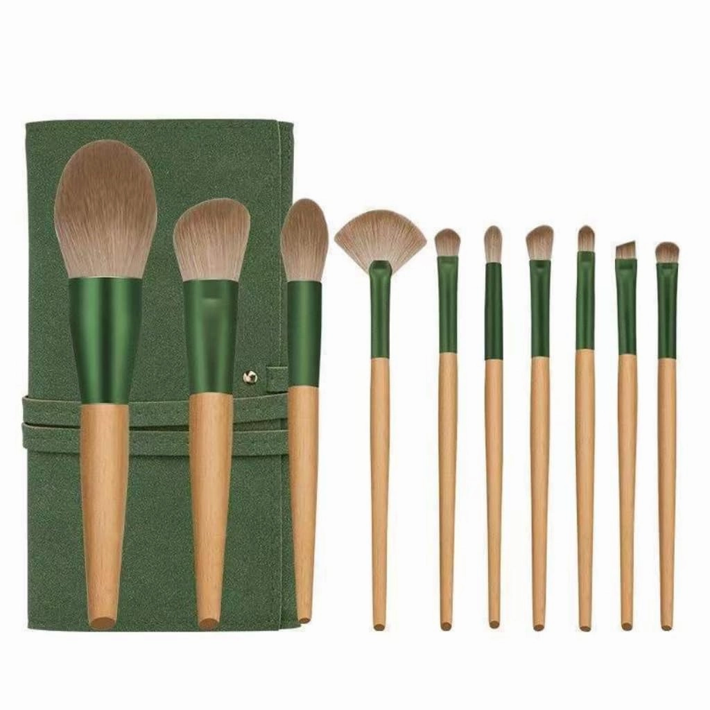 New 10 pieces Qingluo Makeup Brush Set Soft Hair Beginner Artificial Fiber Hair 10 pieces Makeup Brush Set