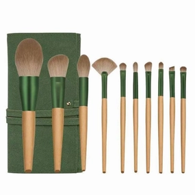 New 10 pieces Qingluo Makeup Brush Set Soft Hair Beginner Artificial Fiber Hair 10 pieces Makeup Brush Set