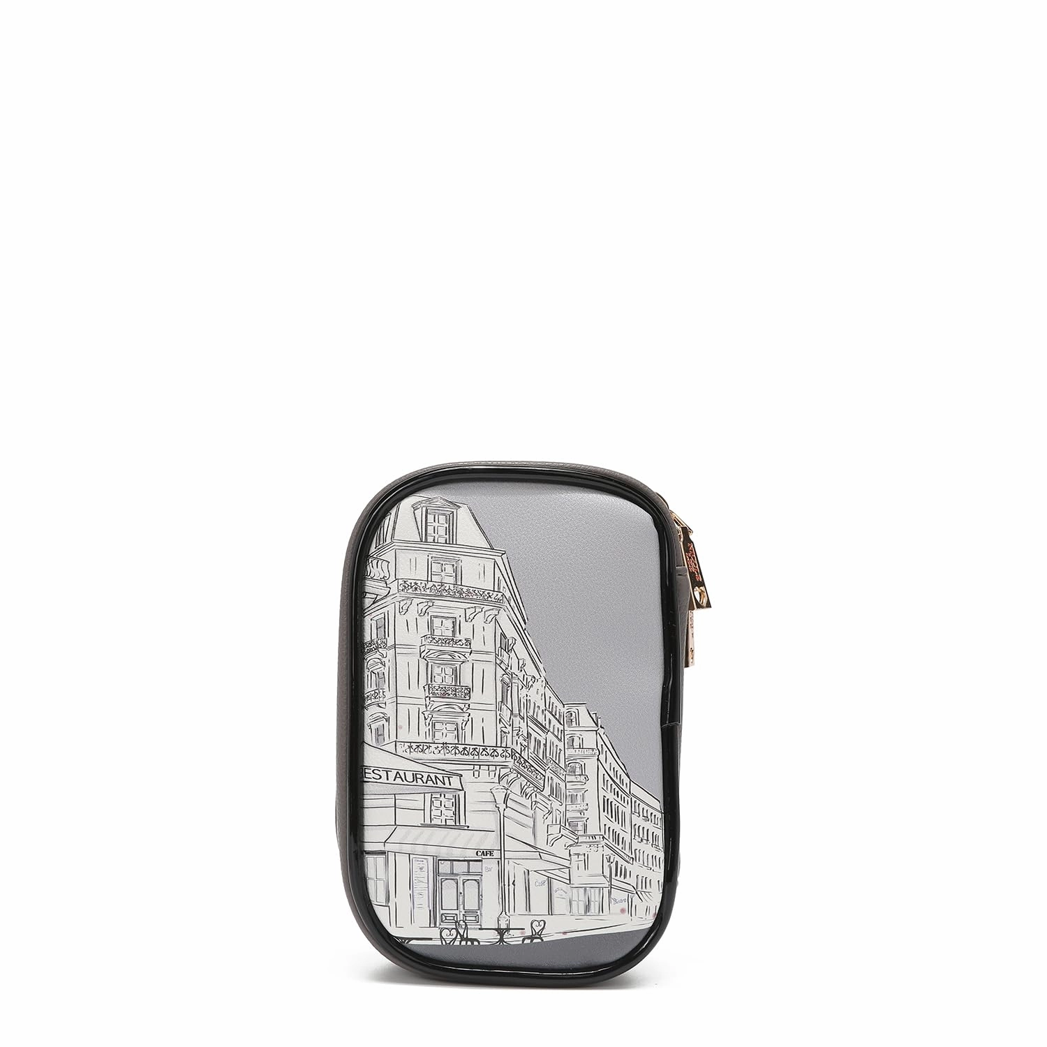 Nicole Lee Cosmetic 5 Makeup Brushes Set Organizer with Fashion Print Pouch, Small Travel (Dreaming the City)
